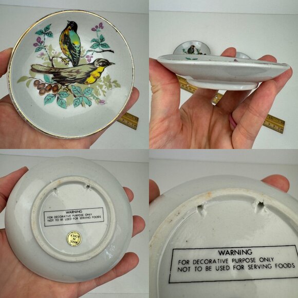 Vtg 3 Wall Hanging Decorative Mini Plates Birds Gallery Wall 4in Diameter READ - Picture 6 of 11